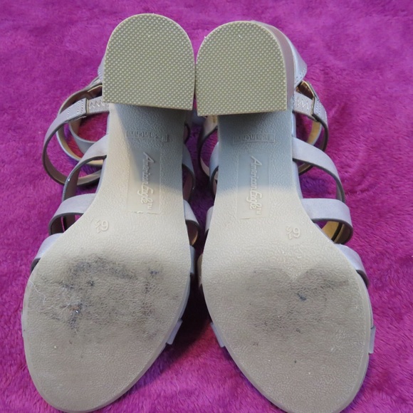 Worn Gray strappy heals with zipper in the back! - Picture 4 of 5